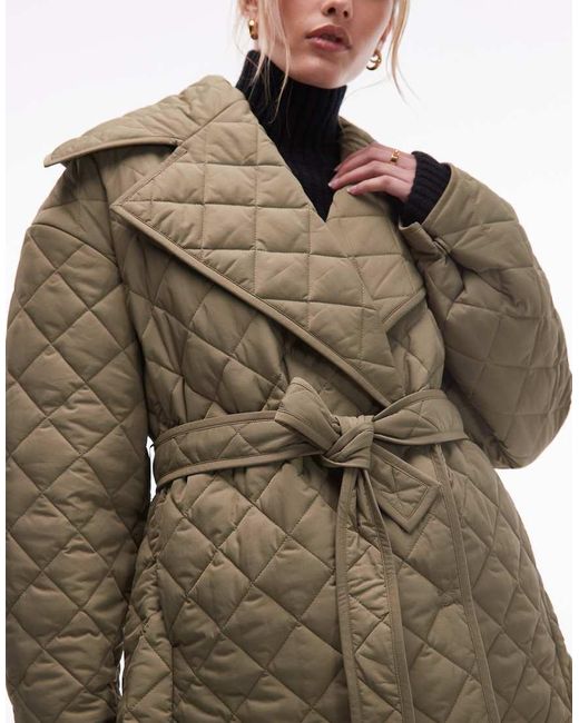 & Other Stories Natural Quilted Belted Long Line Jacket