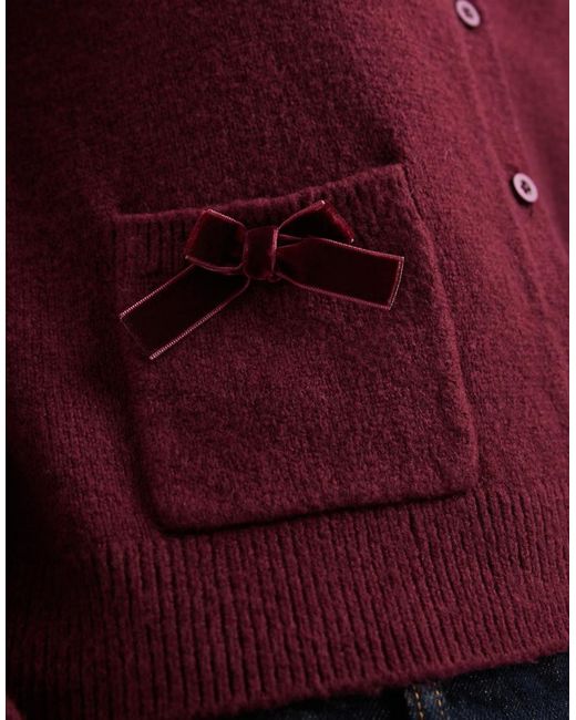 Hollister Red Fy Cloud Bow Pocket Cardigan