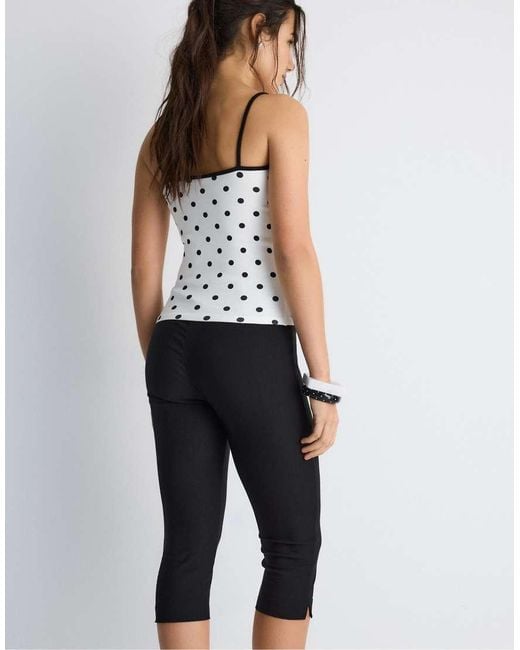 Stradivarius White Ribbed Strap Top