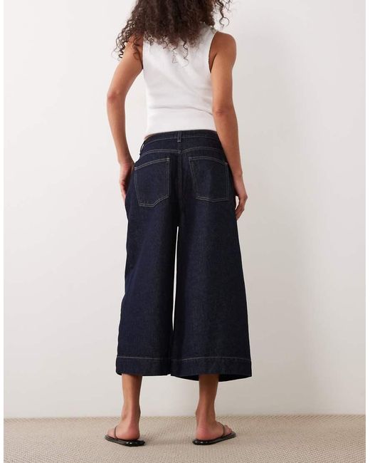 ASOS Black Denim Wide Leg Culotte