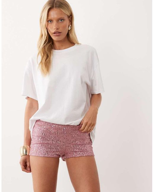 Missy Empire White Sequin Mini Shorts