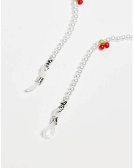 ASOS Natural Sunglasses Chain With Mini Cherry And Faux Pearls Beads