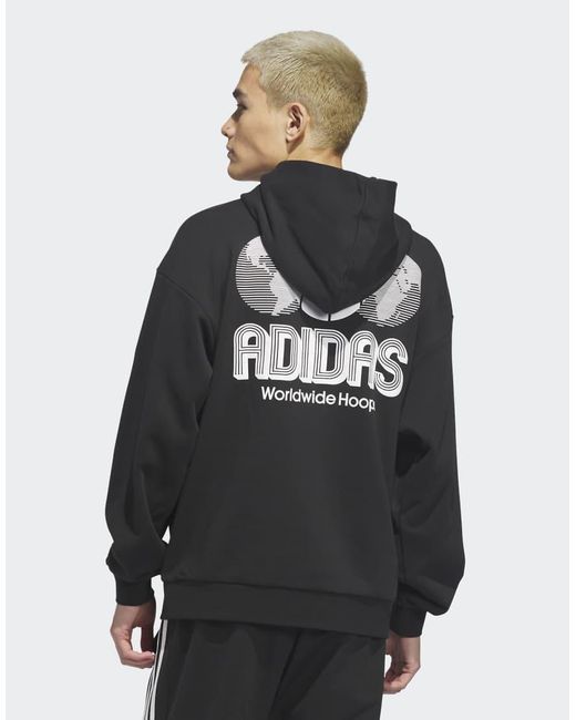 Adidas Originals Gray World Wide Hoops Hoodie