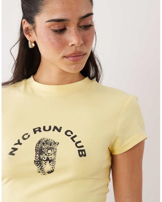 ASOS Natural Baby Tee With Leopard Nyc Run Club Graphic