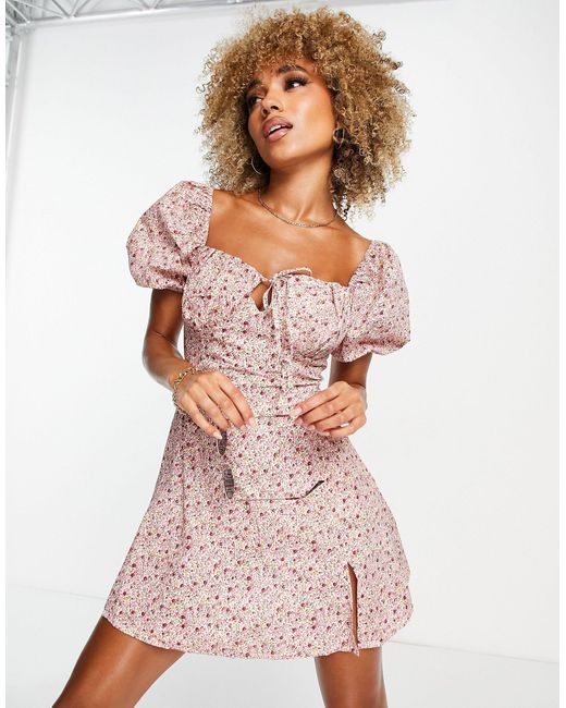 Missguided Milkmaid Mini Dress With 