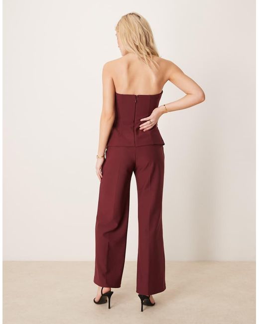Abercrombie & Fitch Red Strapless Longline Tube Jumpsuit With Velvet Detailing