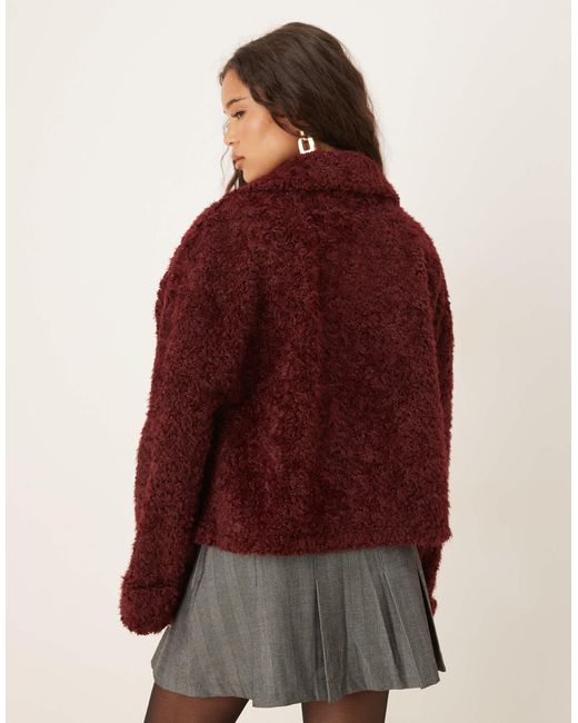 ASOS Red Chenille Borg With Collar