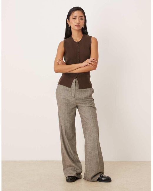 Threadbare Brown Crew Neck Cardigan Vest