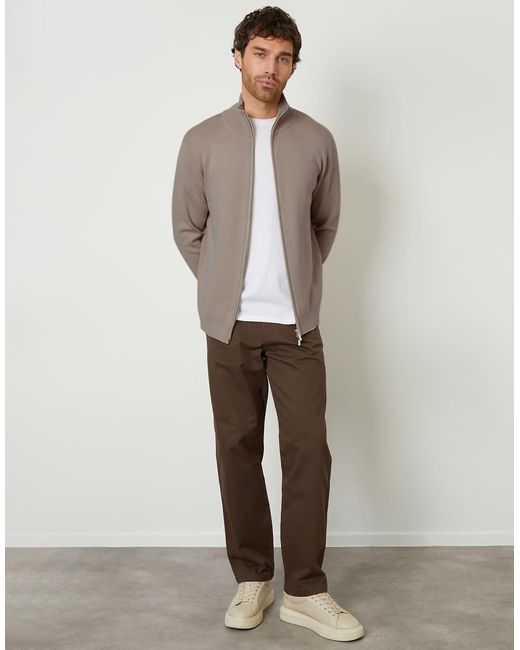 Threadbare Gray Zip-Through Funnel Neck Knitted Cardigan for men