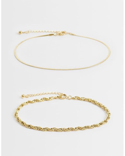 Reclaimed Vintage White Stainless Steel Waterproof Anklet 2 Pack