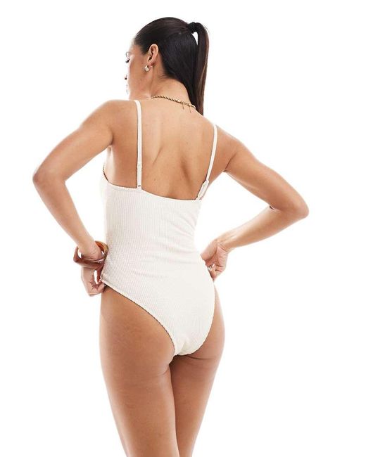 The Frolic White Exclusive Crinkle Ring Detail Cut Out Swimsuit