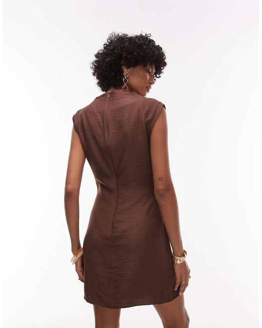 Mango Mini Jurk Van Modal Met Gedrapeerde Halslijn in het Brown