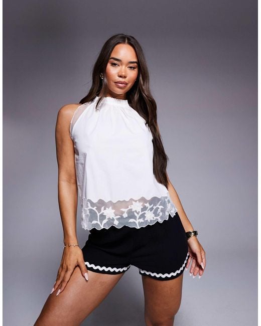 River Island Gray Lace Hem Cami Top