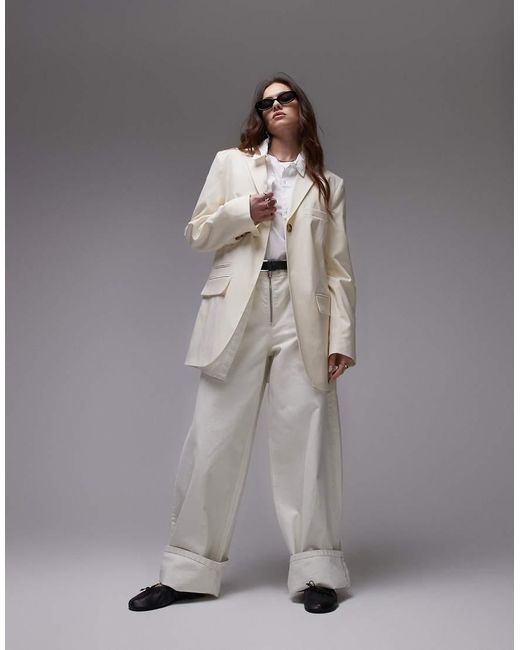 TOPSHOP Gray Tonic High Break Tailored Blazer