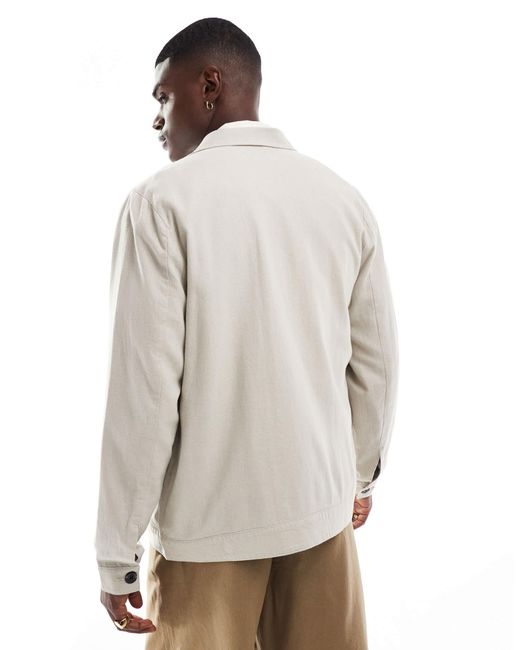 Threadbare Gray Linen Rich Button Down Jacket for men