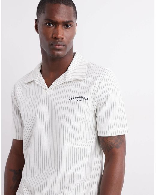 River Island White Open Neck Polo Co-Ord for men