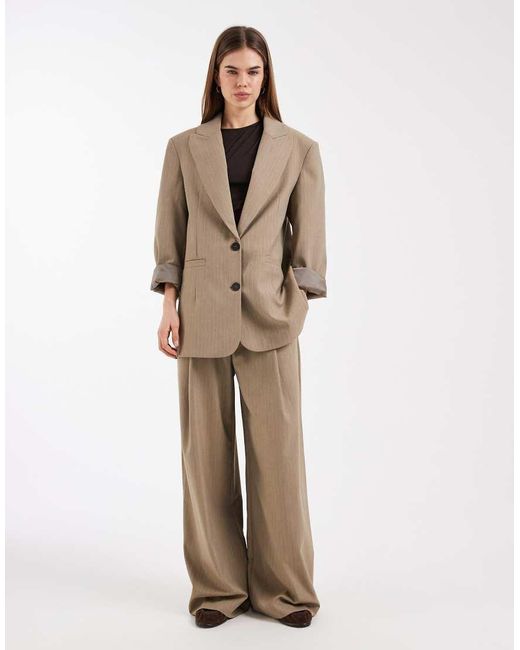 ASOS Natural Oversized Strong Shoulder Blazer