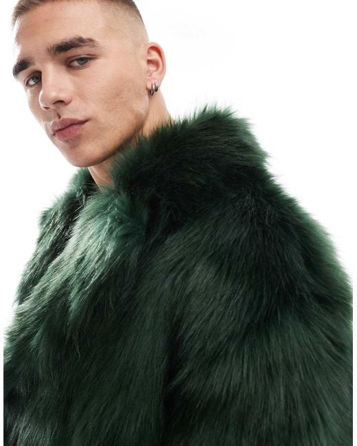 ASOS Black Oversized Faux Fur Jacket for men