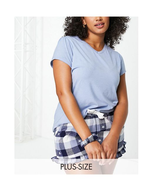 Simply Be Blue T-shirt And Shorts Pyjama Set