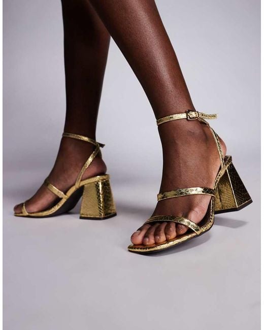 River Island Brown Strappy Low Block Heeled Sandal