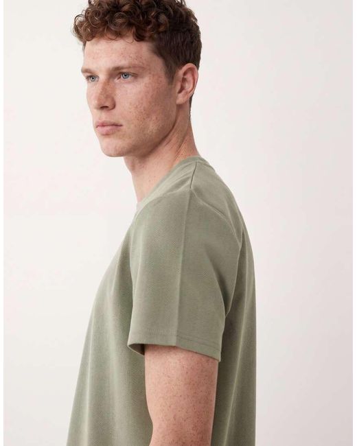 Brave Soul Green Textured Crew Neck T-shirt for men