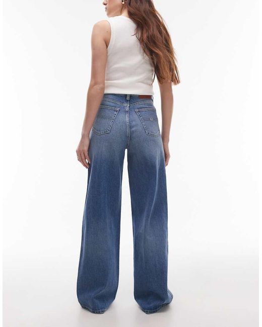 Tommy Hilfiger Blue Claire High Rise Wide Leg With Flag Details