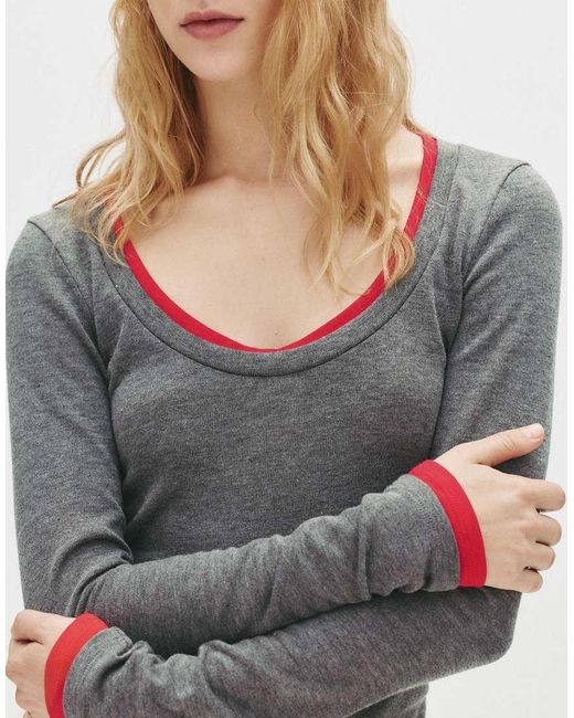 T-Shirt Grigia Doppio Strato Con Maniche Lunghe di Pull&Bear in Gray