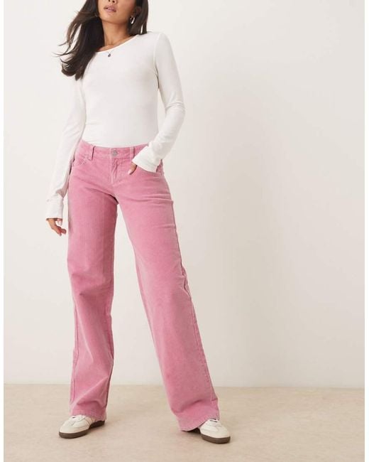 Cotton On Pink Low Rise Straight Cord Pant