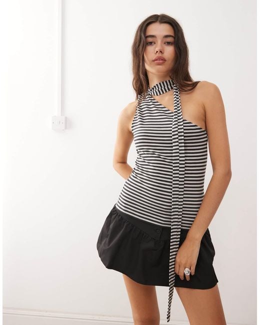 Weekday White One Shoulder Halter Top