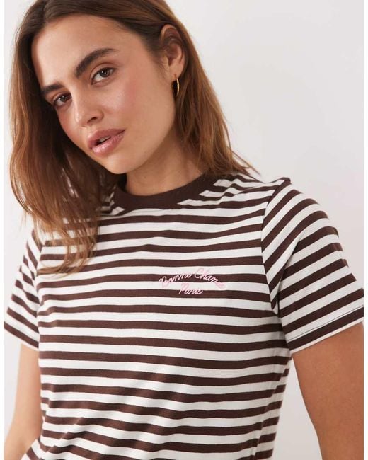 New Look Brown Striped Tee