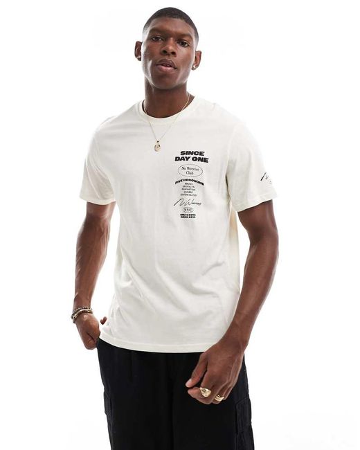 Camiseta Color Crema Holgada Con Estampado "Day One" De -Blanco Only & Sons de hombre de color White
