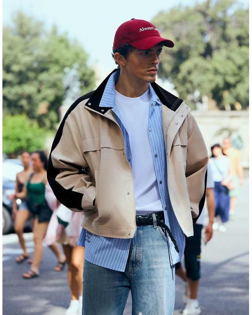 Bershka Natural Cotton Windbreaker Jacket for men
