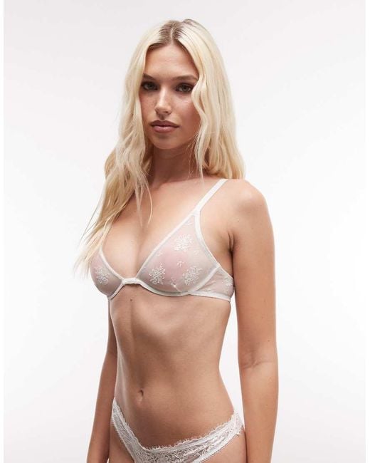 Weekday Pink Underwire Lace Plunge Bra