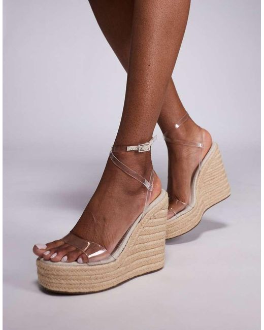 Asos Design Wide Fit Brown Tamika Espadrille Wedges