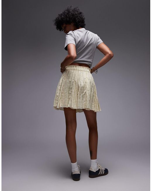 Mini-jupe fluide rayée en coton à godets - et vert TOPSHOP en coloris Gray