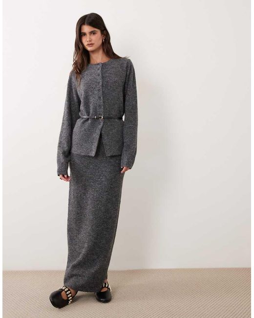 ASOS Gray Faux Leather Belted Cardigan Co-ord