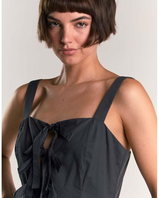 Glamorous Black Tie Front Midi Dress