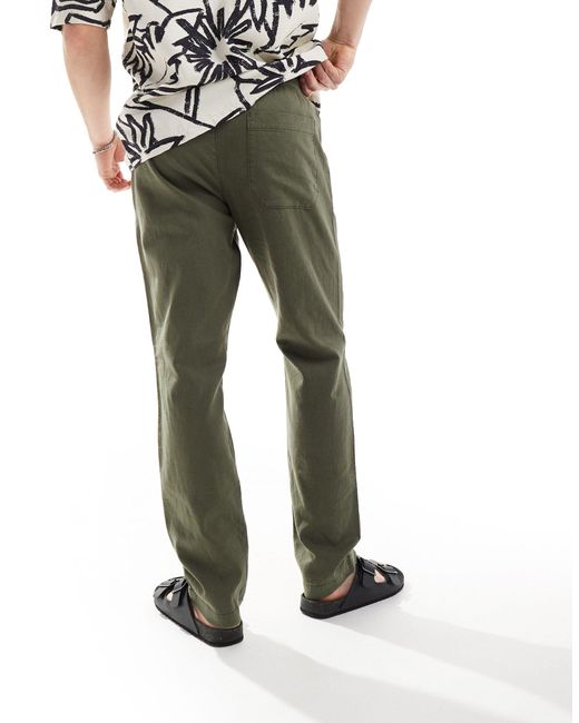ASOS Green Slim Linen Trouser for men