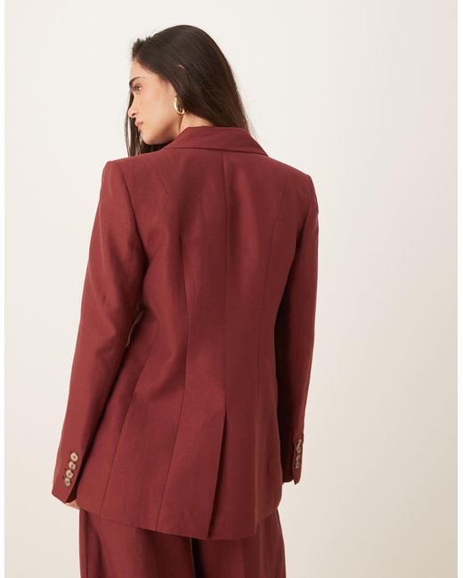 Mango Red Capsule Linen Mix Over Sized Blazer Co-ord