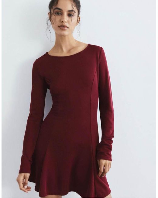 Pull&Bear Red Short Dress With Fluid Hem