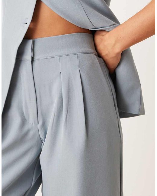 JDY Petite Blue Highwaist Pleated Wide Leg Trouser Co-Ord