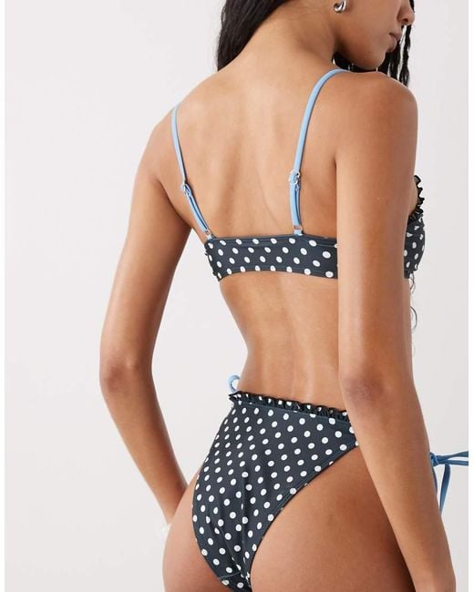 Reclaimed Vintage Multicolor Tie Side Bikini Bottom With Frill