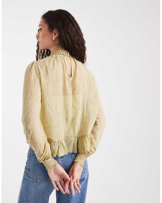 New Look Natural Burnout Chiffon Blouse
