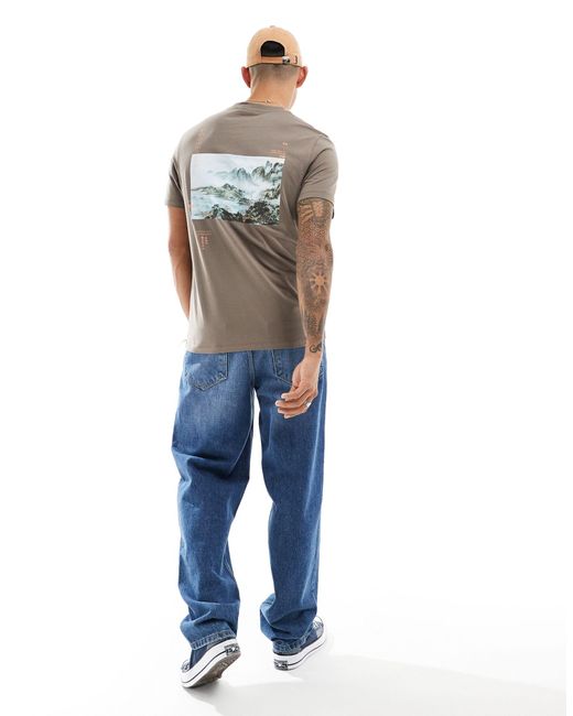 T-shirt con stampa di paesaggio sulla schiena di ASOS in Gray da Uomo