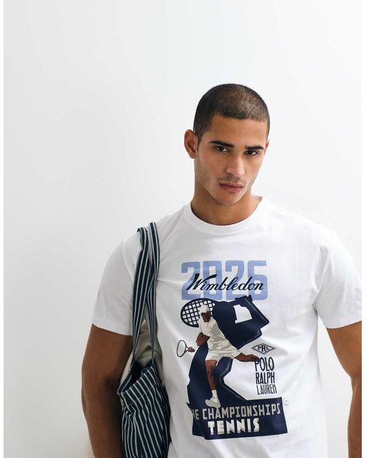 Polo Ralph Lauren Blue Wimbledon Capsule Retro Print T-Shirt for men