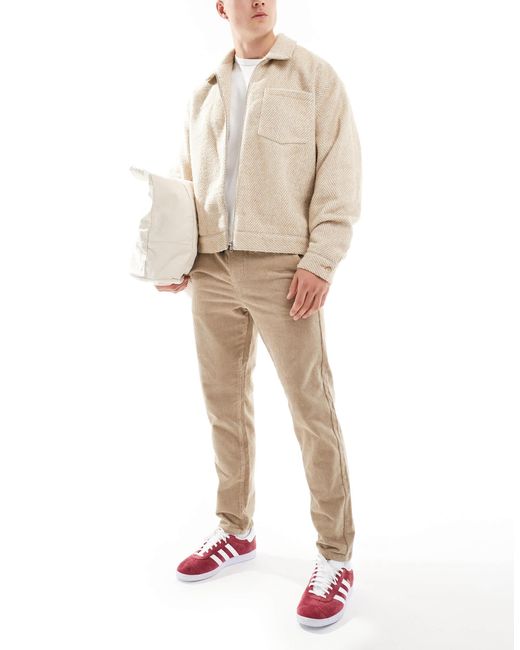 Only & Sons – schmal zulaufende cordhose in Natural für Herren