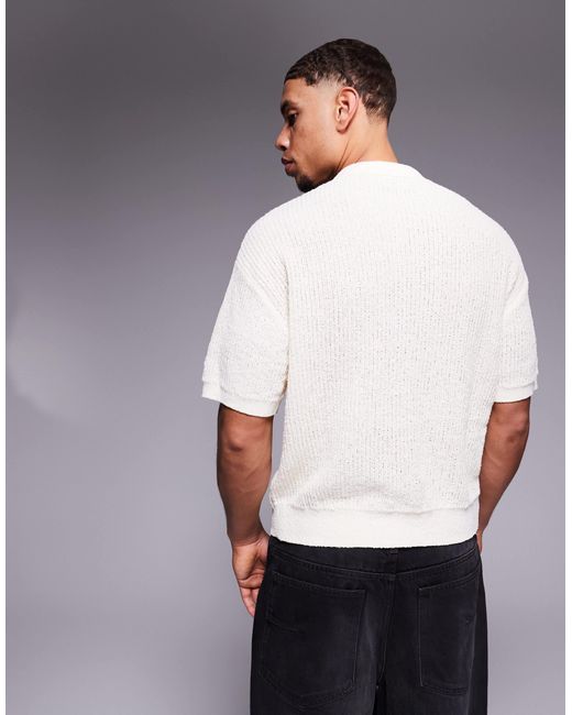 Polo en maille avec col - écru Bershka pour homme en coloris Gray