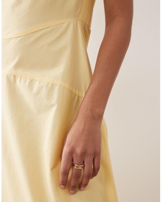 ASOS Natural Heavy Poplin Maxi Dress With Draped Neckline