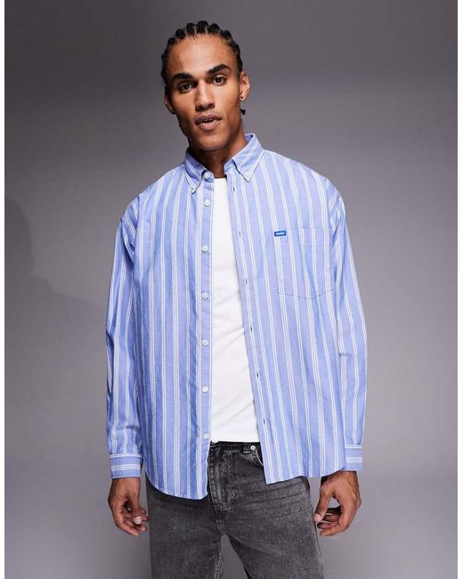 HUGO Blue Hugo Ebill Oversized Striped Shirt for men