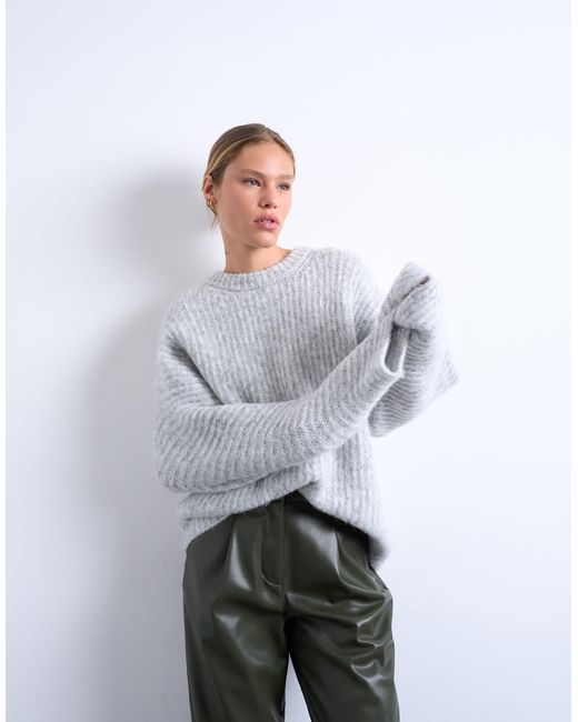 TOPSHOP Gray – oversize-pullover aus rippstrick
